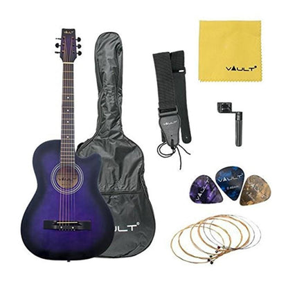 vault acoustic guitars violet burst vault 38c 38 inch cutaway acoustic guitar pack 