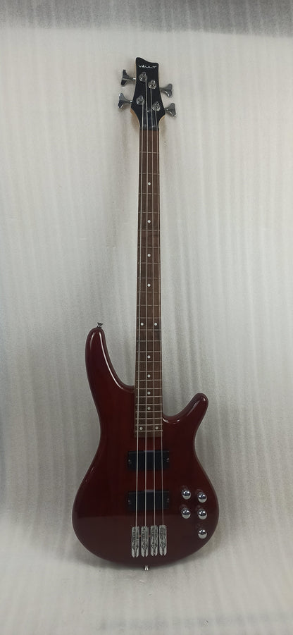 Vault Bass Guitars 202401029965 Vault Performer Pro RB4 Four String Electric Bass Guitar with Gigbag - High Gloss Solid Mahogany - Open Box