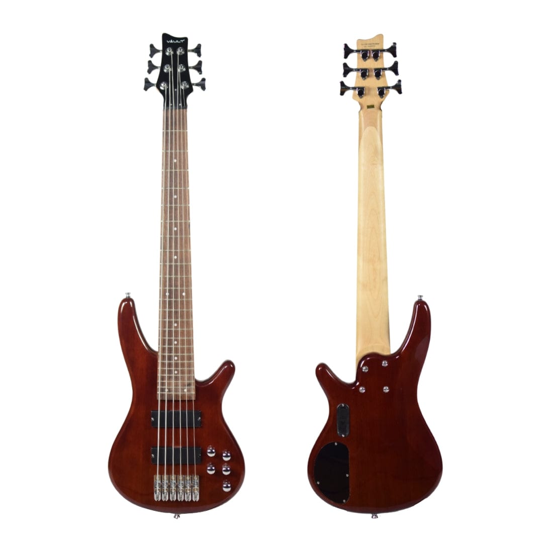 vault bass guitars high gloss mahogany vault performer pro rb6 six string electric bass guitar with gigbag - high gloss solid mahogany   