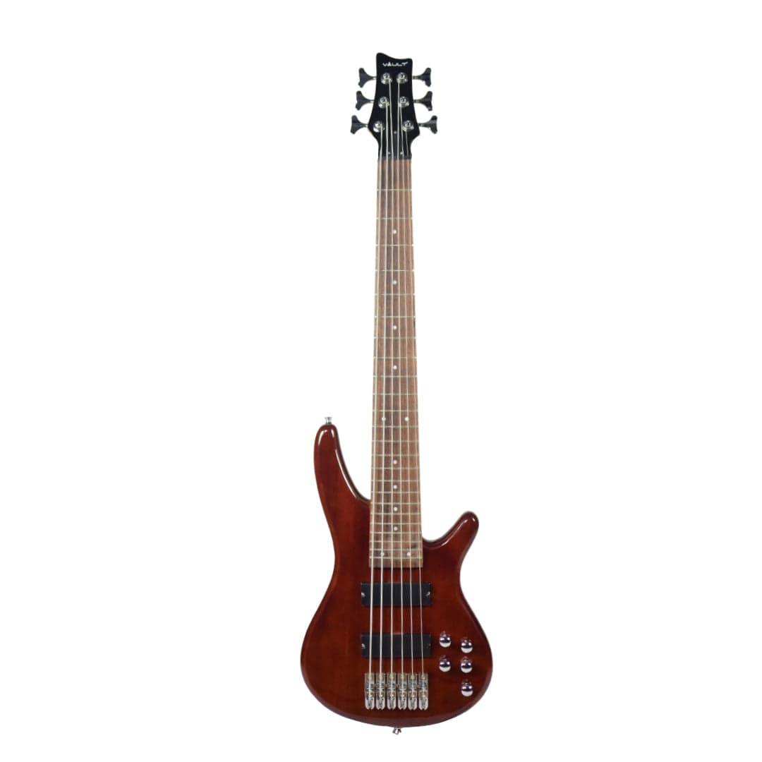 vault bass guitars high gloss mahogany vault performer pro rb6 six string electric bass guitar with gigbag - high gloss solid mahogany   