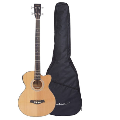 Vault EB40CE 4 String Solid Spruce-Top Electro Acoustic Bass Guitar With EQ and Padded Gigbag - 34" Long Scale Length