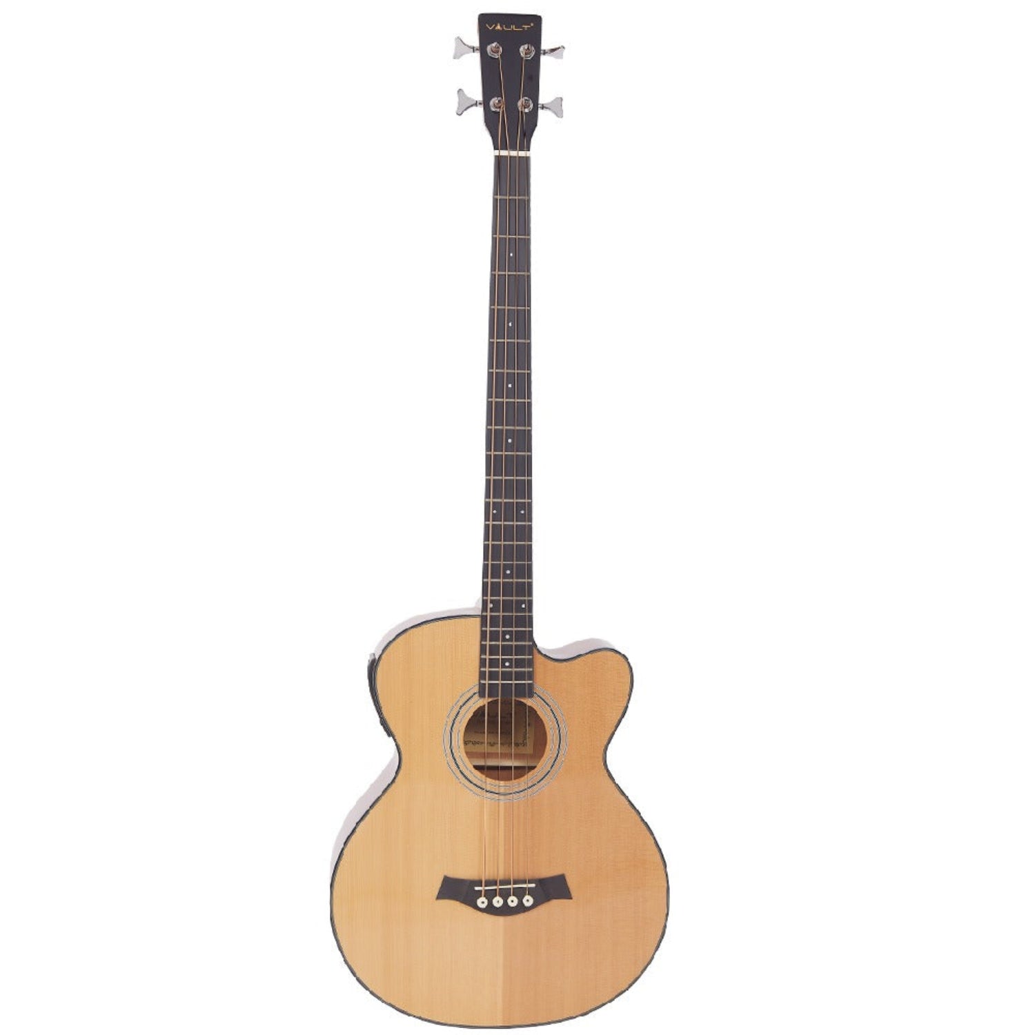 Vault Bass Guitars Vault EB40CE 4 String Solid-Top Acoustic Bass Guitar With EQ and Padded Gigbag - 34" Long Scale Length #color_natural,size_34-inch-long-scale-length