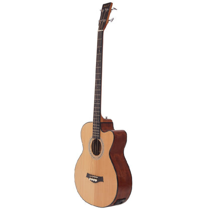 Vault Bass Guitars Vault EB40CE 4 String Solid-Top Acoustic Bass Guitar With EQ and Padded Gigbag - 34" Long Scale Length #color-natural_size_34-inch-long-scale-length