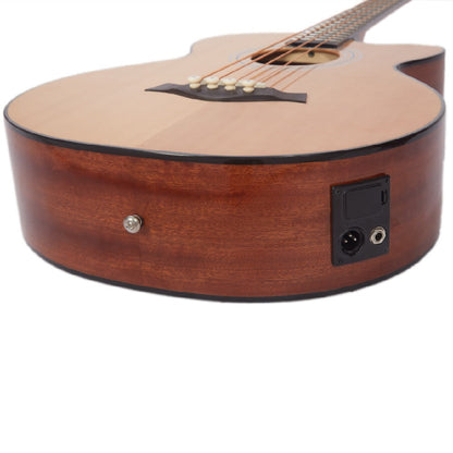 Vault Bass Guitars Vault EB40CE 4 String Solid-Top Acoustic Bass Guitar With EQ and Padded Gigbag - 34" Long Scale Length #color-natural_size_34-inch-long-scale-length