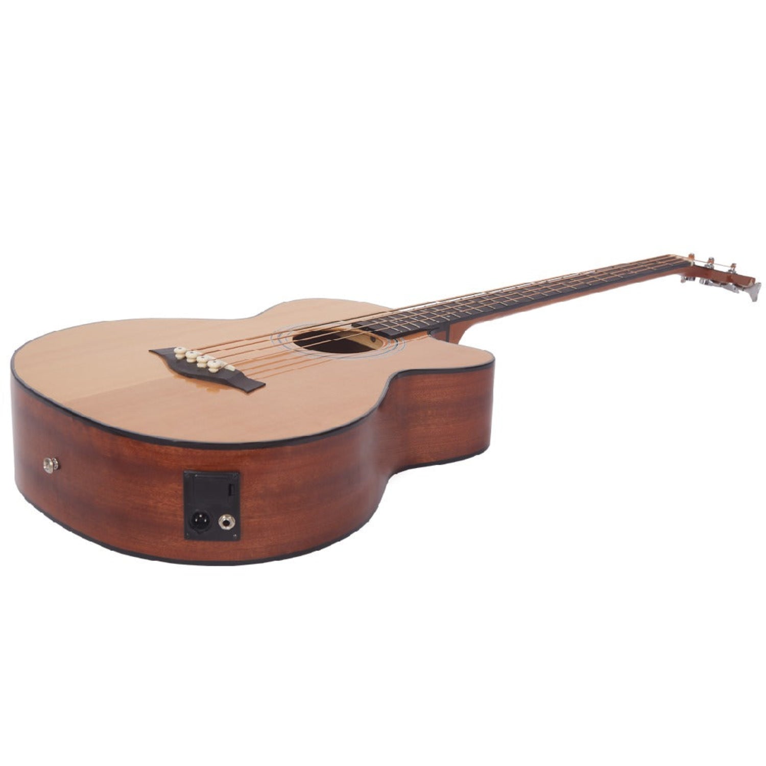 Vault Bass Guitars Vault EB40CE 4 String Solid-Top Acoustic Bass Guitar With EQ and Padded Gigbag - 34" Long Scale Length #color_natural,size_34-inch-long-scale-length