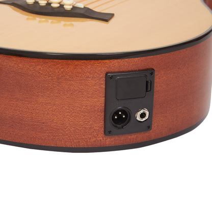 Vault Bass Guitars Vault EB40CE 4 String Solid-Top Acoustic Bass Guitar With EQ and Padded Gigbag - 34" Long Scale Length 