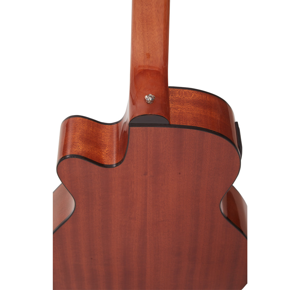 Vault Bass Guitars Vault EB40CE 4 String Solid-Top Acoustic Bass Guitar With EQ and Padded Gigbag - 34" Long Scale Length 