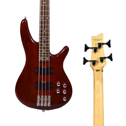 vault bass guitars vault performer pro rb4 four string electric bass guitar with gigbag - high gloss solid mahogany 
