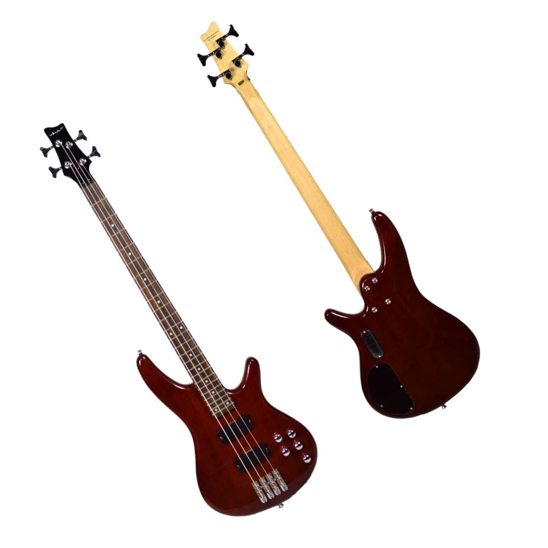 vault bass guitars vault performer pro rb4 four string electric bass guitar with gigbag - high gloss solid mahogany 