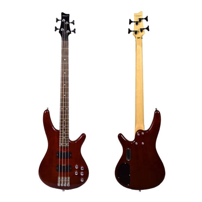 vault bass guitars vault performer pro rb4 four string electric bass guitar with gigbag - high gloss solid mahogany 