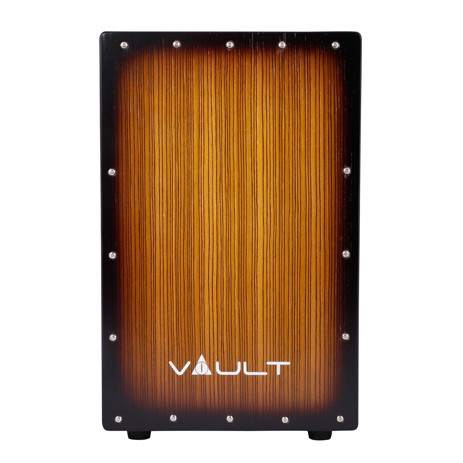 Vault Cajons Zebrawood-Tobacco Sunburst Vault BCJ-24 Birch/Black/Zebra Wood Cajon with Adjustable Snare