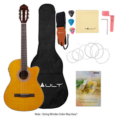 Vault Classical Guitars Vault EC3920CYW 39-inch Premium Cutaway Classical Guitar with EQ-7545R EQ/Pickup - Natural
