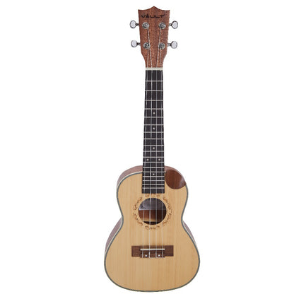 Vault Concert Ukuleles Acoustic Vault UK-1000CC 23-Inch Solid Spruce Top Premium Semi Cutaway Concert Ukulele 