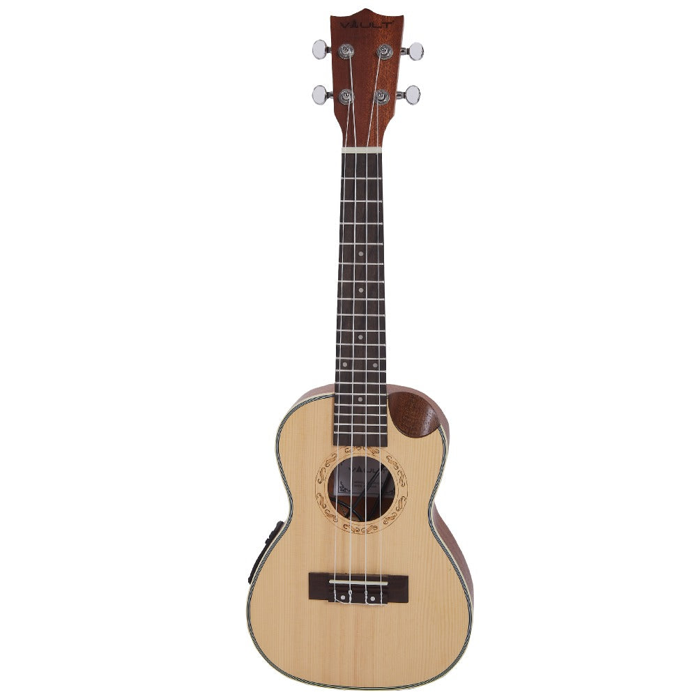 Vault Concert Ukuleles ElectroAcoustic Vault UK-1000CC 23-Inch Solid Spruce Top Premium Semi Cutaway Concert Ukulele #type_electroacoustic