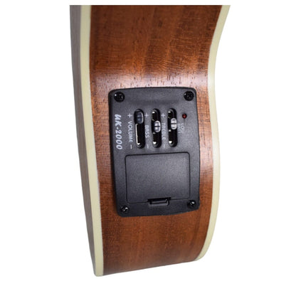 vault concert ukuleles natural vault uk-1000cce 23-inch solid spruce top premium semi cutaway electro- acoustic concert ukulele #color_natural