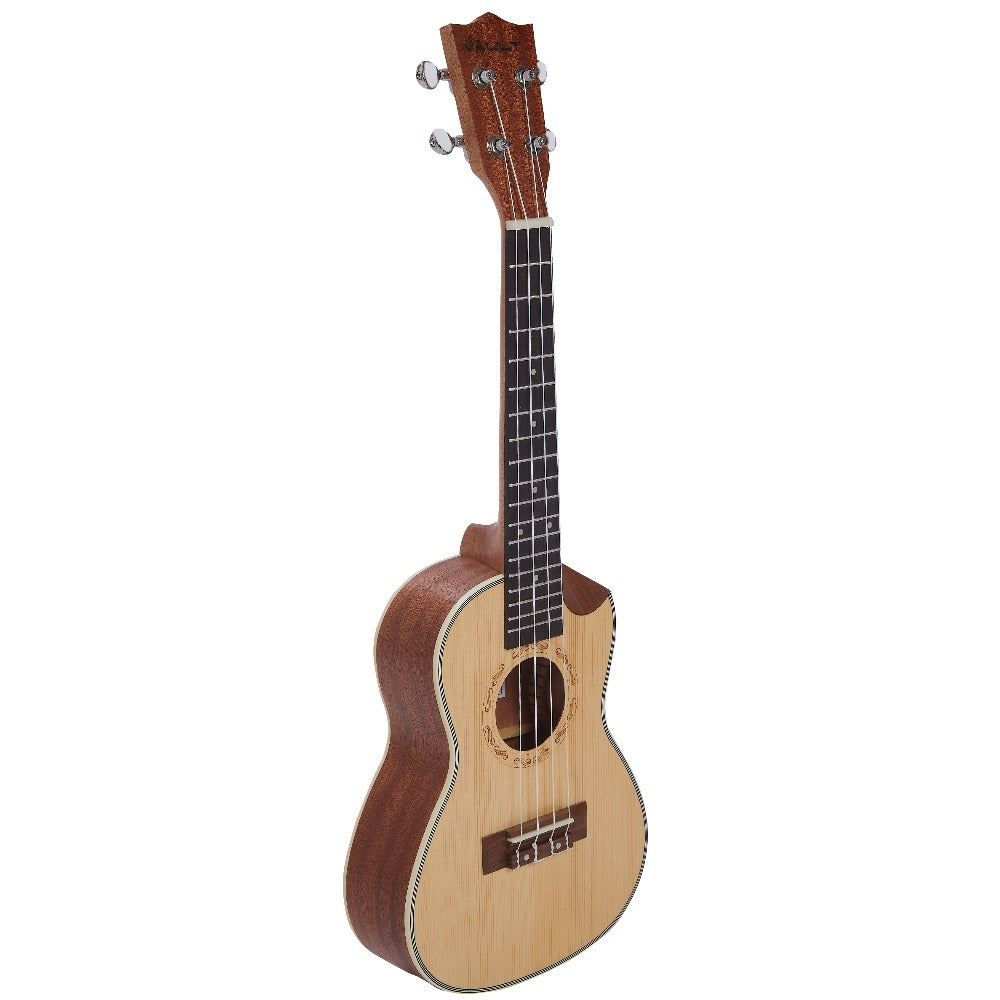 Vault Concert Ukuleles Vault UK-1000CC 23-Inch Solid Spruce Top Premium Semi Cutaway Concert Ukulele 