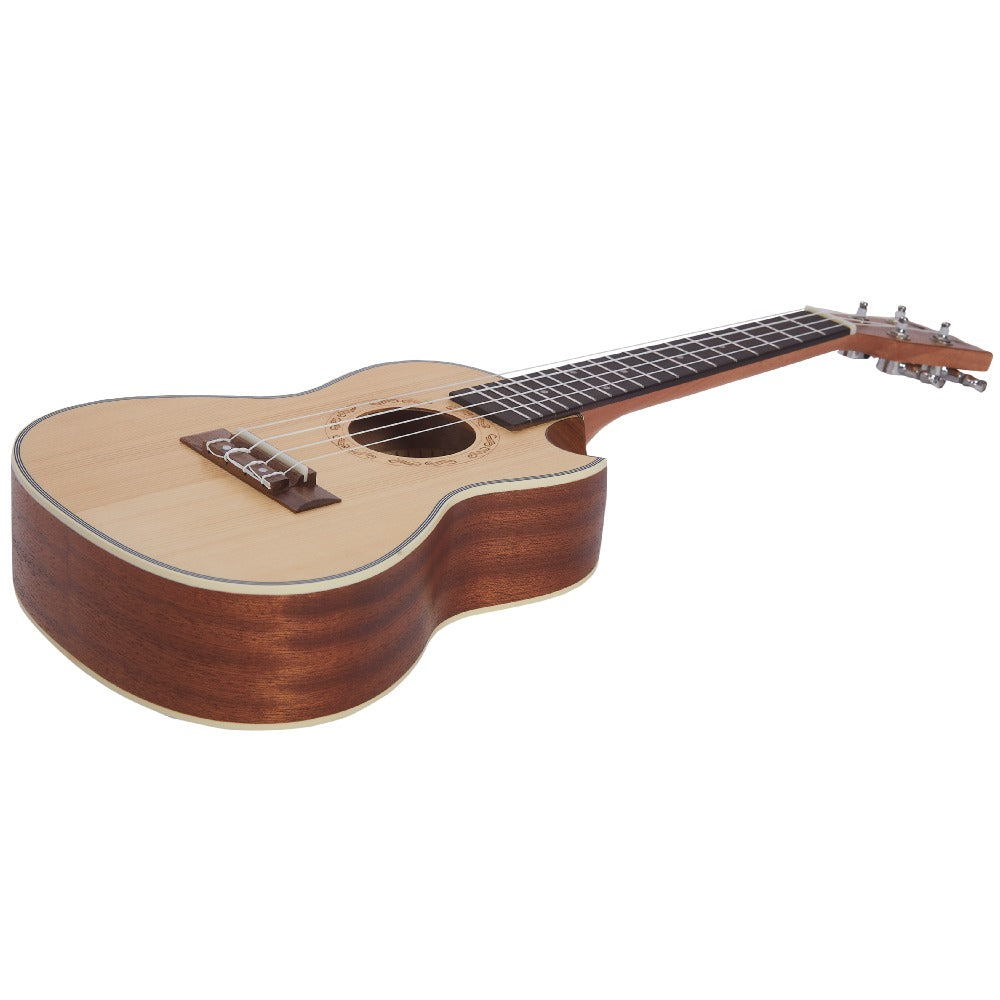 Vault Concert Ukuleles Vault UK-1000CC 23-Inch Solid Spruce Top Premium Semi Cutaway Concert Ukulele 
