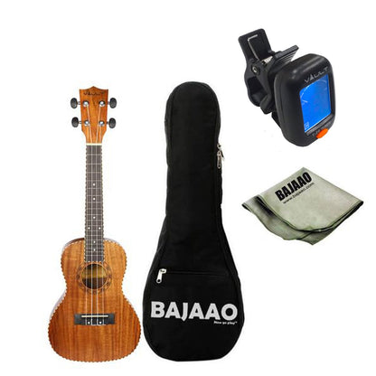 vault concert ukuleles vault uk-190 rosetta koa concert ukulele with gig bag, polishing cloth and tuner