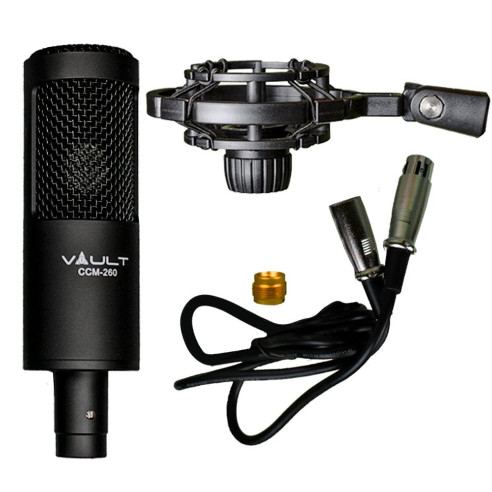 vault condenser microphones vault ccm-260 condenser cardioid microphone with shockmount and xlr cable