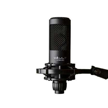 vault condenser microphones vault ccm-260 condenser cardioid microphone with shockmount and xlr cable - open box