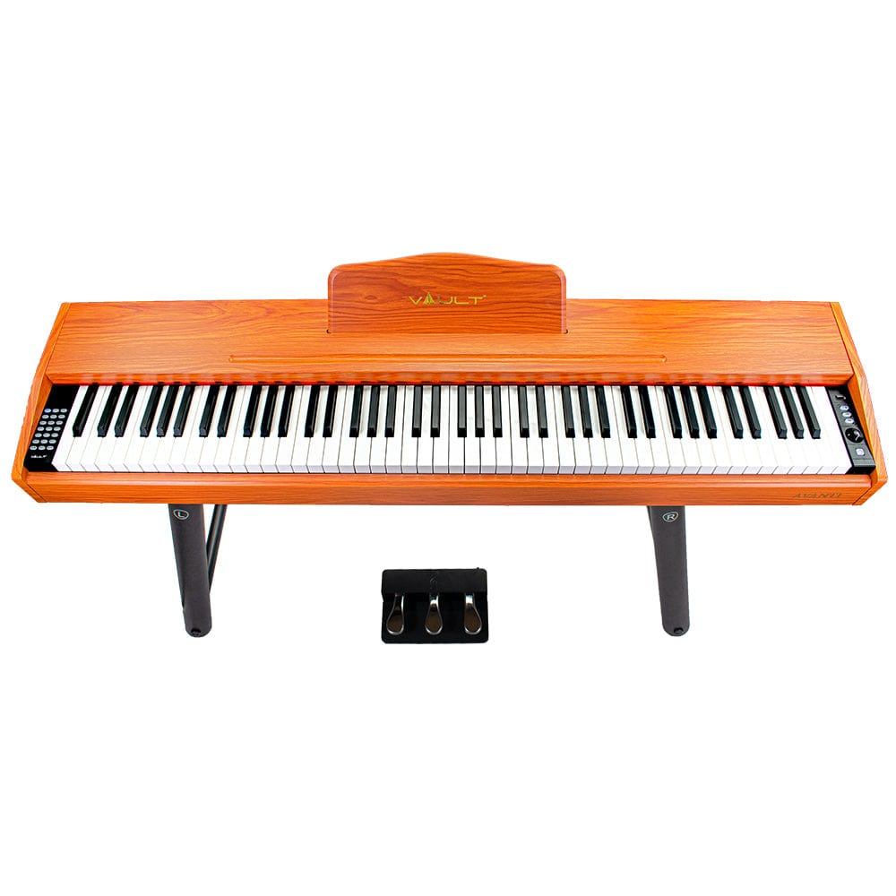 Vault Digital Pianos Brown Vault Avanti 88 Key Digital Piano with Weighted Keys and U Type Stand