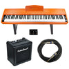Vault Digital Pianos Brown Vault Avanti 88 Weighted Keys Digital Piano with U Type Stand, 20 watt Keyboard Amplifier, Triple Pedal, and Instrument Cable