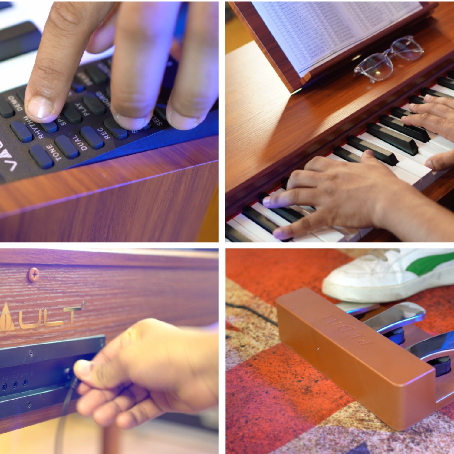 Vault Digital Pianos Brown Vault Glide 88 Key Premium Digital Piano with Stand and Pedal 