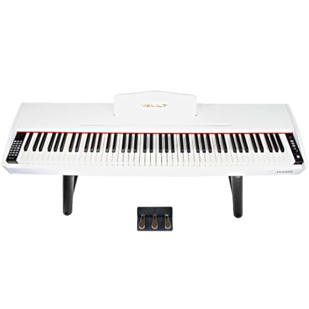 Vault Digital Pianos White Vault Avanti 88 Key Digital Piano with Weighted Keys and U Type Stand
