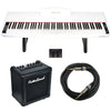 Vault Digital Pianos White Vault Avanti 88 Weighted Keys Digital Piano with U Type Stand, 20 watt Keyboard Amplifier, Triple Pedal, and Instrument Cable