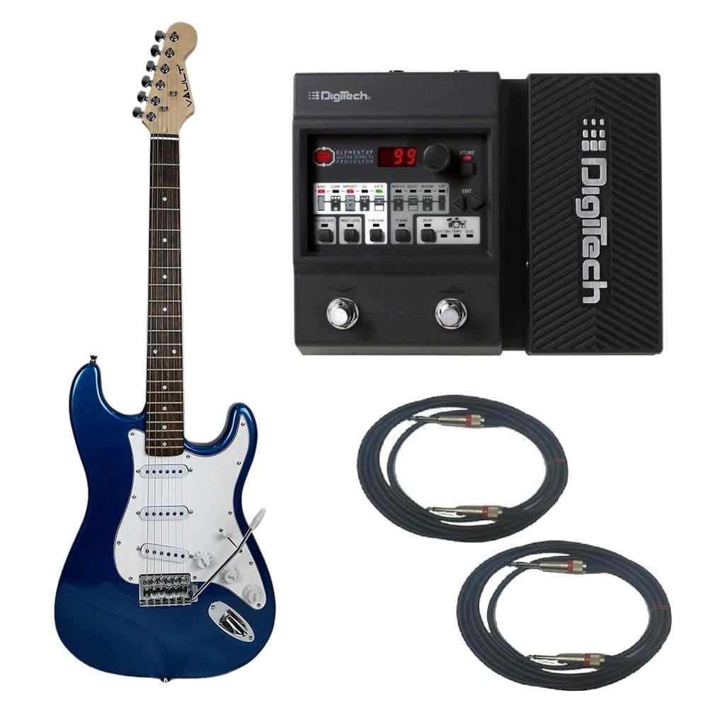 vault electric guitars bundles metallic blue vault st1rw electric guitar digitech element xp elmtxpv-01 guitar processor bundle    #color_metallic-blue