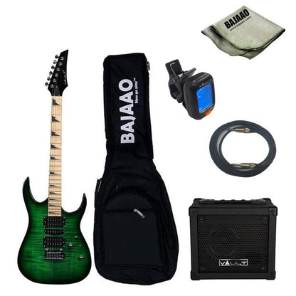 vault electric guitars bundles nebula green burst with vault fury 15 vault rg1 electric guitar gigbag bundle with die-cast tuners and dual-action truss rod   