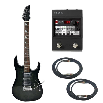 vault electric guitars bundles transparent black vault rg1rw soloist style electric guitar with digitech element guitar processor bundle   