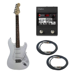 Vault Electric Guitars Bundles White Vault ST1RW Electric Guitar Digitech Element Guitar Processor Bundle