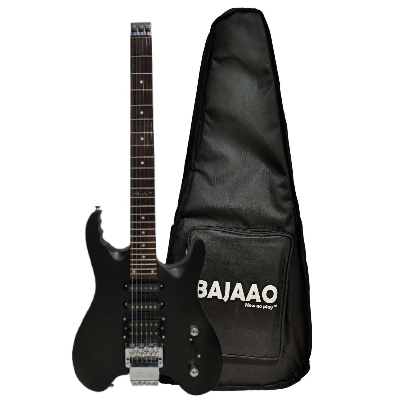 Vault Electric Guitars Matte Black Vault HL1 Headless Electric Guitar with GigBag#color_matte black 