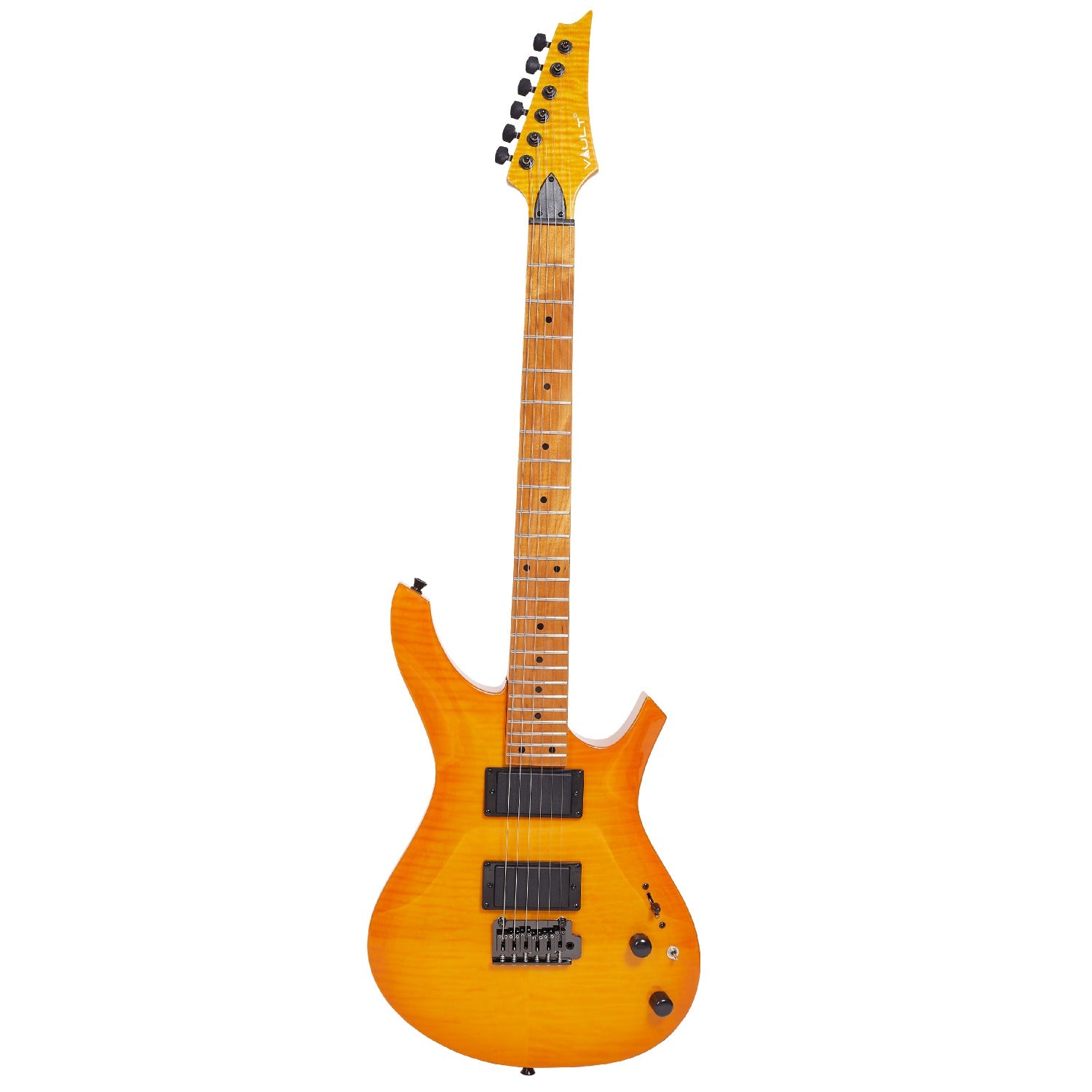 Vault Electric Guitars Orange Burst / Roasted Maple Vault RG2 Premium Electric Guitar with Dual Alnico 5 Humbuckers and Roasted Maple Neck #color_transparent-orange-flame-burst,fingerboard_roasted-maple
