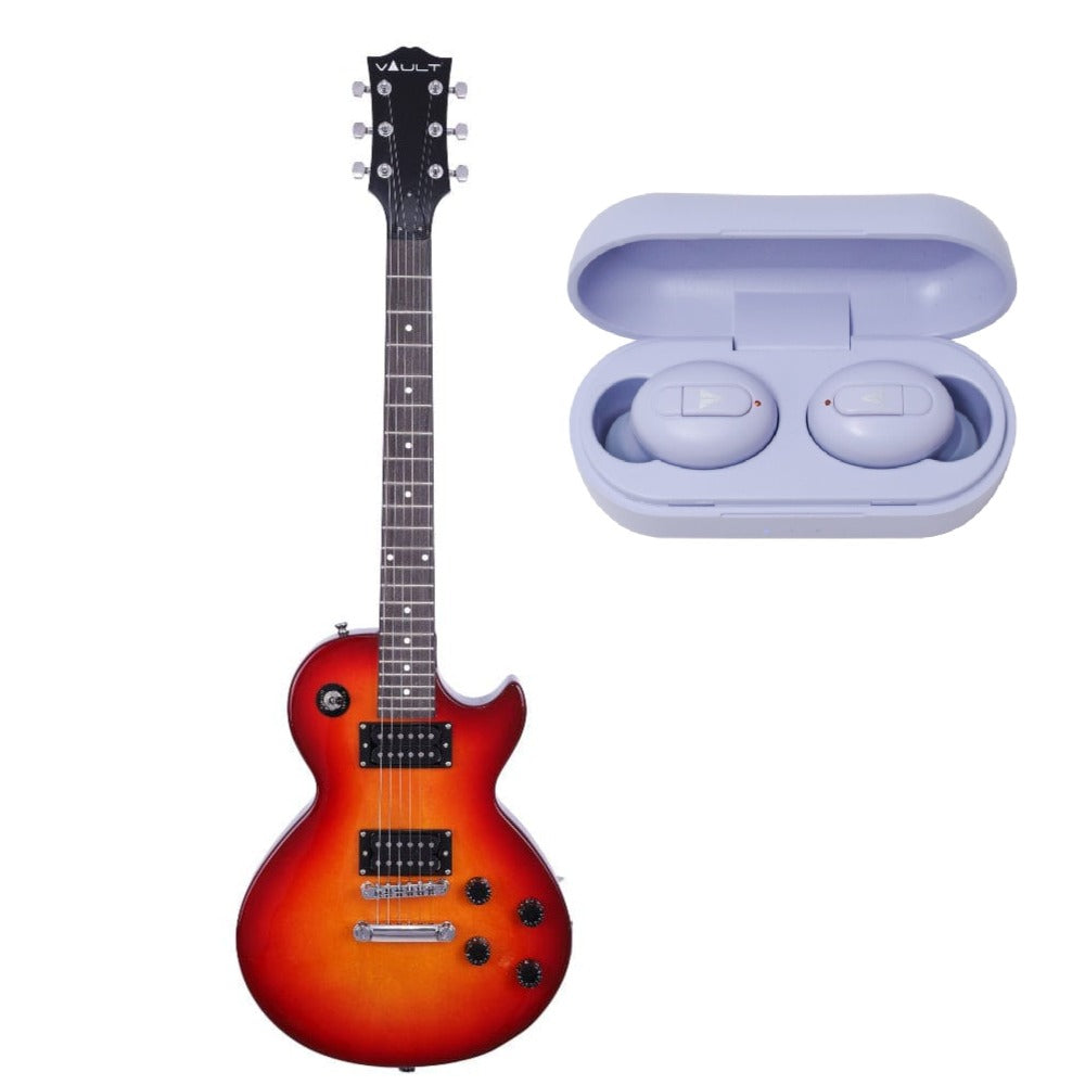 Vault Electric Guitars Vault LP1 Les Paul Style Electric Guitar with Vault Play True Wireless Earbuds