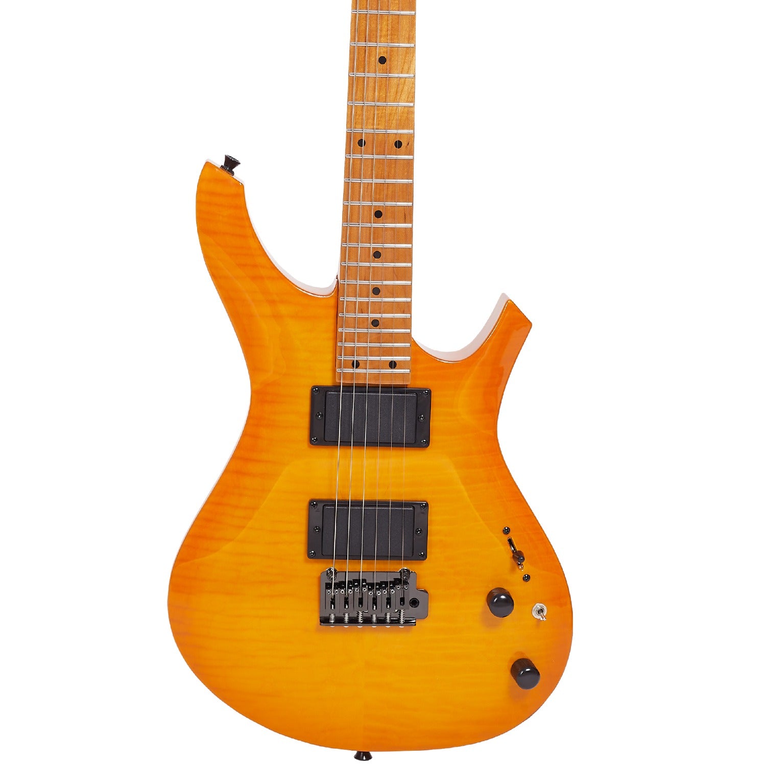 Vault Electric Guitars Vault RG2 Premium Electric Guitar with Dual Alnico 5 Humbuckers and Roasted Maple Neck #color_transparent-orange-flame-burst,fingerboard_roasted-maple