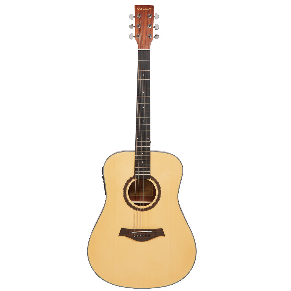 Vault Electro Acoustic Guitars Natural Vault DA25CE Dreadnought Shape Electro- Acoustic Guitar with Bubinga Back and Sides 