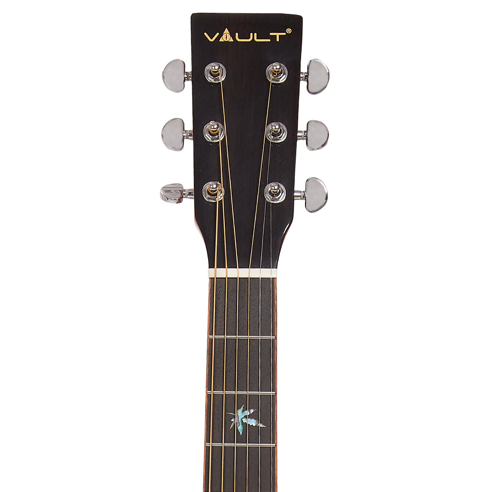 Vault Electro Acoustic Guitars Natural Vault DA60CE Premium Dreadnought Cutaway Solid Spruce Top Electro Acoustic Guitar with Dual EQ and Armrest