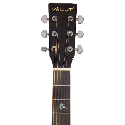 Vault Electro Acoustic Guitars Natural Vault DA60CE Premium Dreadnought Cutaway Solid Spruce Top Electro Acoustic Guitar with Dual EQ and Armrest