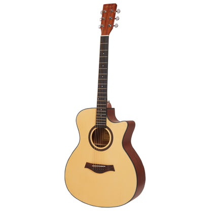 Vault Electro Acoustic Guitars Natural Vault EA25CE Grand Auditorium Shape Electro Acoustic Guitar with Gigbag, Strap, Pick, Polishing Cloth & E-Book 