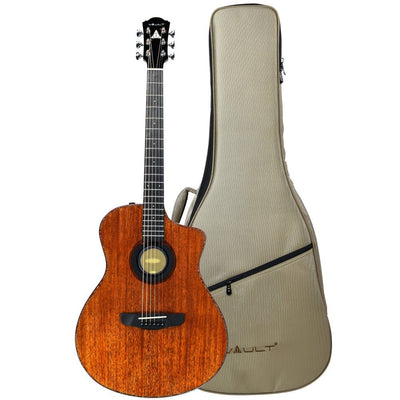 Vault Performer Pro – Premium Electro Acoustic Guitar with Full Solid Spruce Top & Full Solid Mahogany Back and Sides, Includes Padded Gig Bag – Natural Gloss Finish