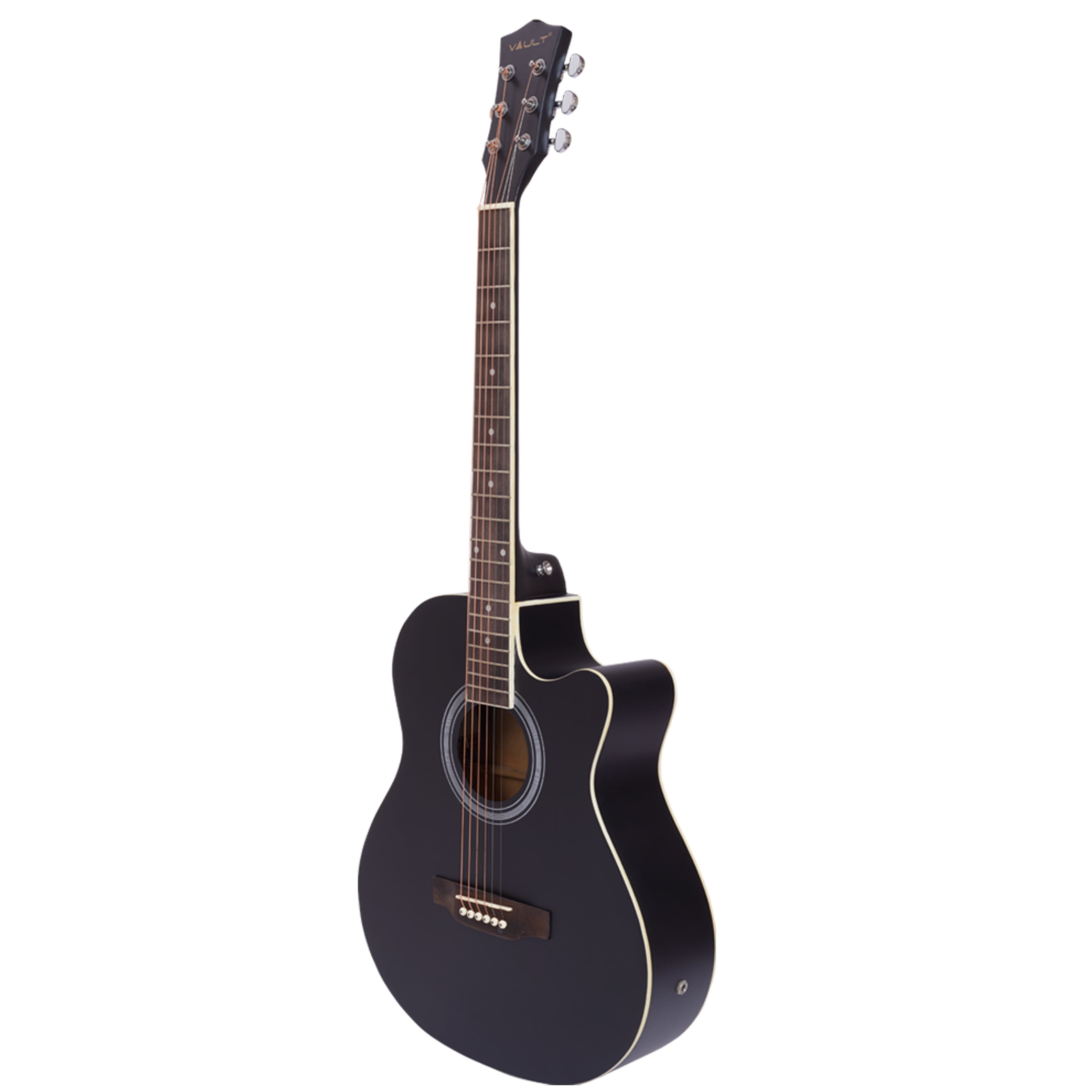 Vault Electro Acoustic Guitars Vault EA20CE 40 Inch Cutaway Electro Acoustic Guitar With Bag, Strings, Straps, Picks, String Winder, Polishing Cloth & Ebook #style_pack,color_matte-black