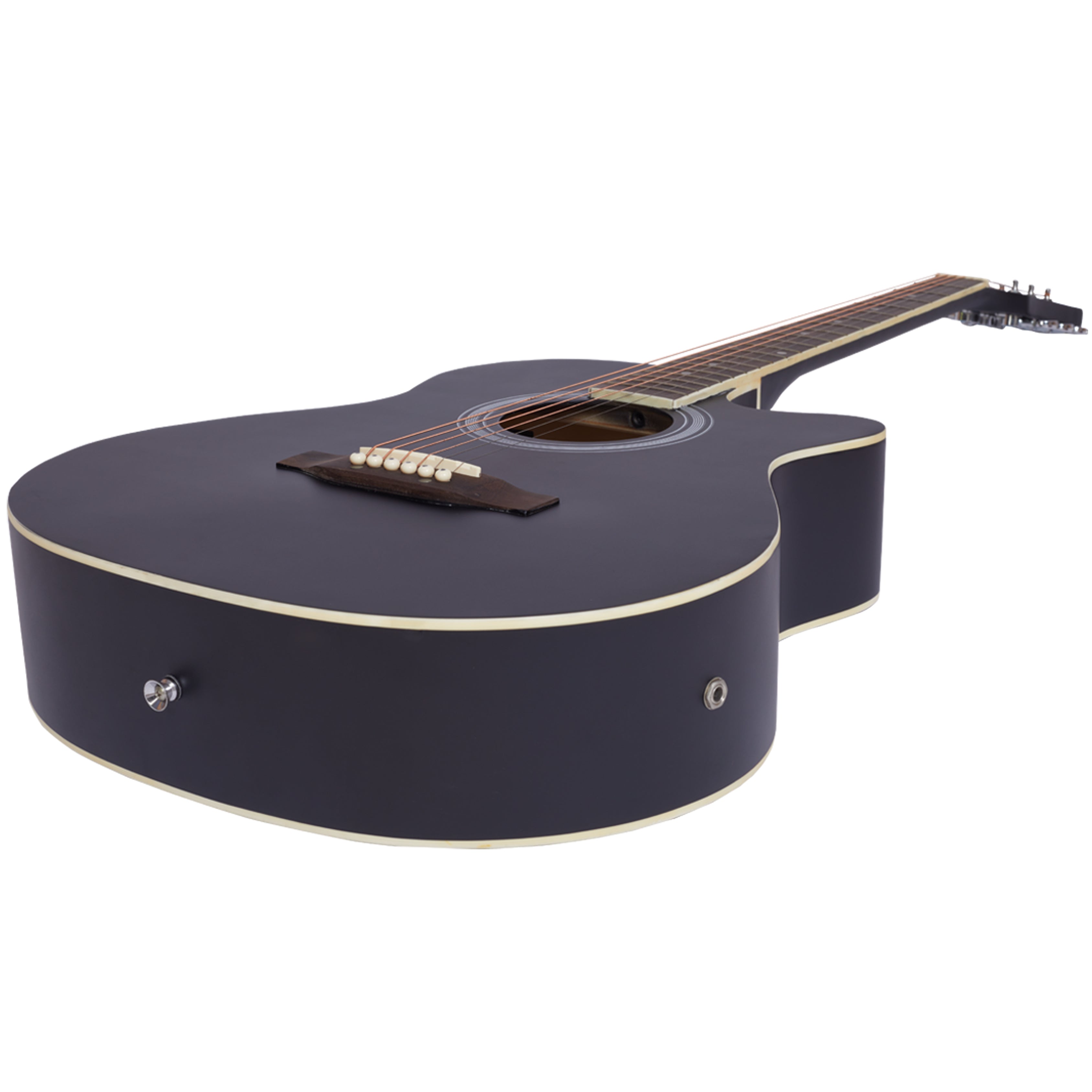Vault Electro Acoustic Guitars Vault EA20CE 40 Inch Cutaway Electro Acoustic Guitar With Bag, Strings, Straps, Picks, String Winder, Polishing Cloth & Ebook #style_pack,color_matte-black