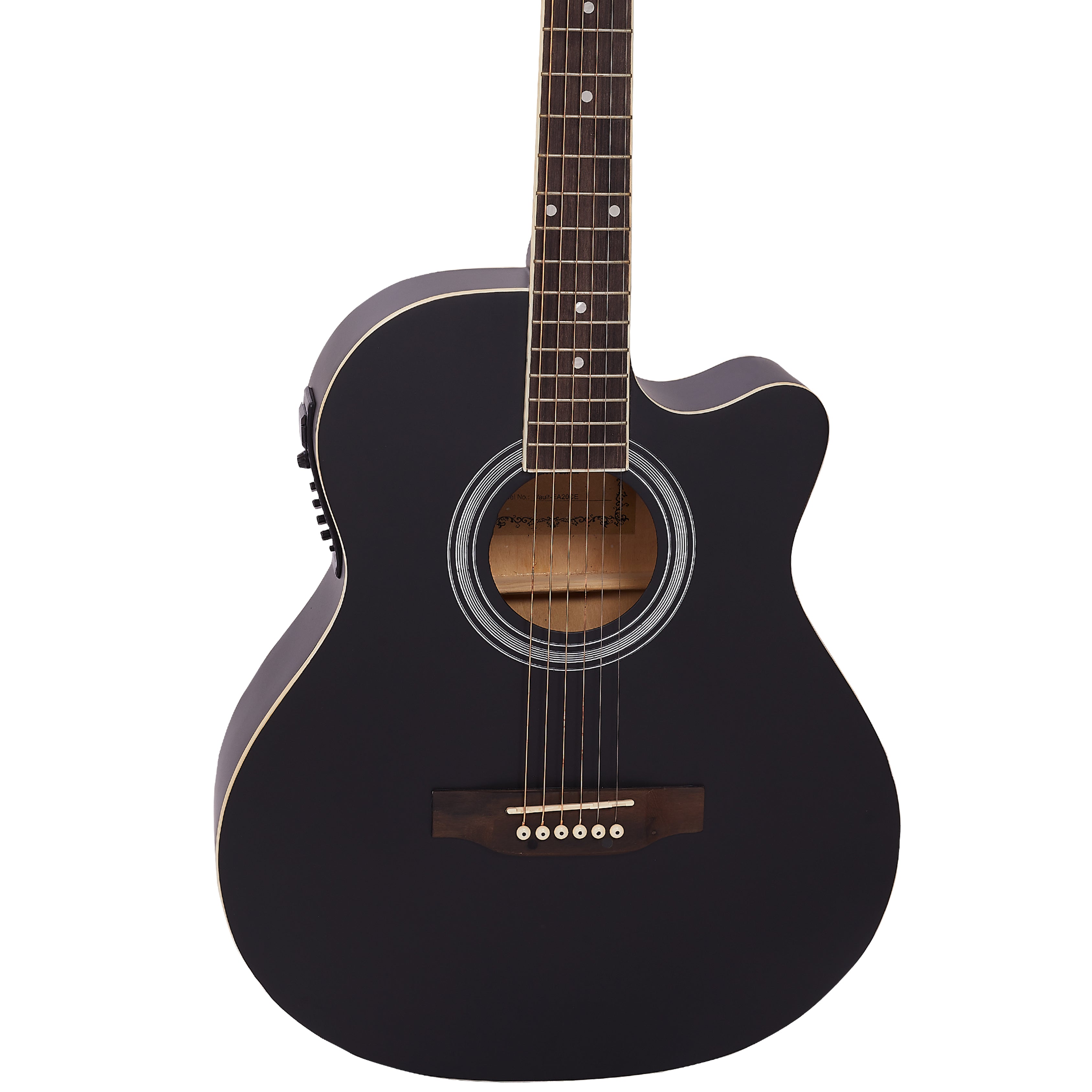 Vault Electro Acoustic Guitars Vault EA20CE 40 Inch Cutaway Electro Acoustic Guitar With Bag, Strings, Straps, Picks, String Winder, Polishing Cloth & Ebook #style_pack,color_matte-black