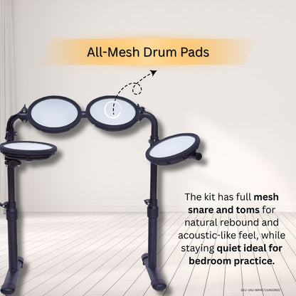 Vault Electronic Drum Kits Vault Impact Junior Electronic Drum Kit for Kids with All-Mesh Pads, USB-C Module and 60+ Built-In Sounds – Junior Sized for Kids Under 12