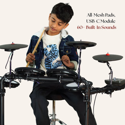 Vault Electronic Drum Kits Vault Impact Junior Electronic Drum Kit for Kids with All-Mesh Pads, USB-C Module and 60+ Built-In Sounds – Junior Sized for Kids Under 12