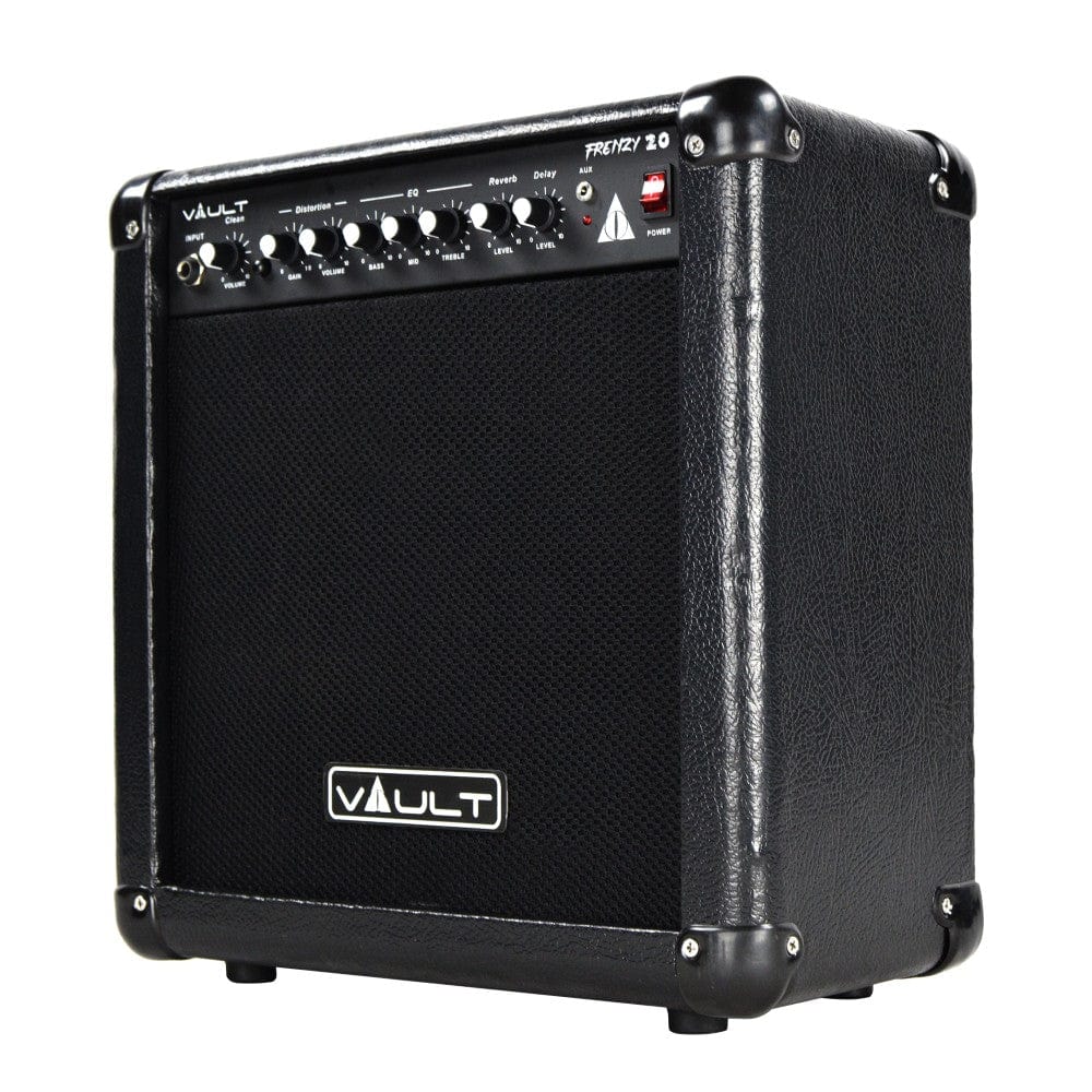 vault guitar combo amplifiers vault frenzy 20 watt guitar combo amplifier with analog distortion, reverb & delay all playable together - open box