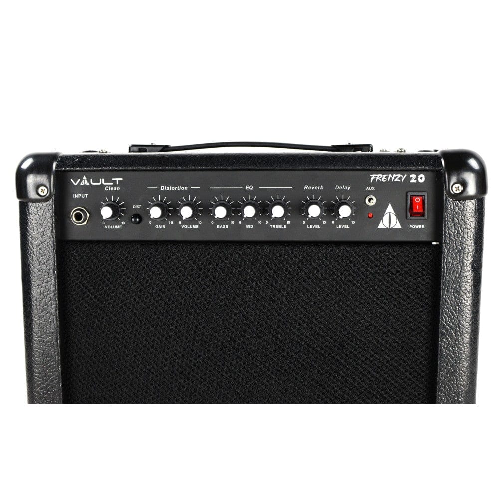 vault guitar combo amplifiers vault frenzy 20 watt guitar combo amplifier with analog distortion, reverb & delay all playable together - open box