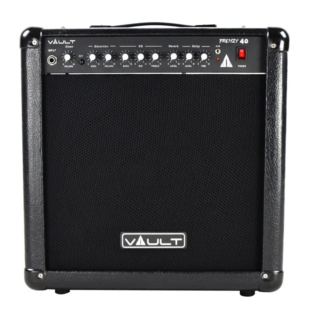 vault guitar combo amplifiers vault frenzy 40 watt guitar combo amplifier with analog distortion, reverb & delay all playable together - open box